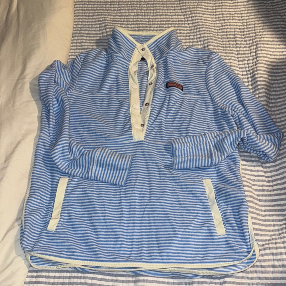 Vineyard Vines Blue and White Striped Pullover Shep Shirt